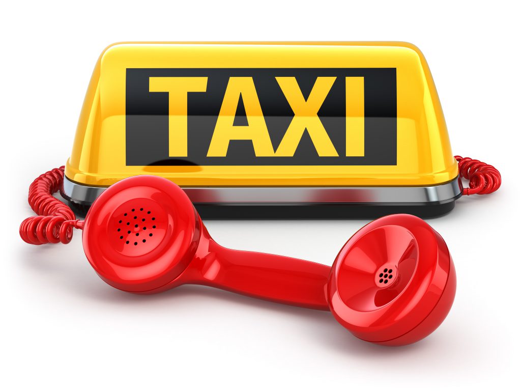 Taxi Schild und Telefon